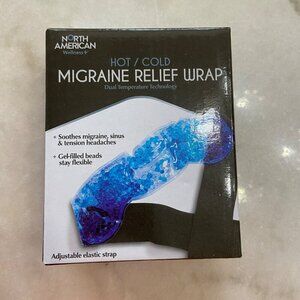 North American Wellness+ Hot/Cold Migraine Relief Wrap Adjustable Strap Gel Bead